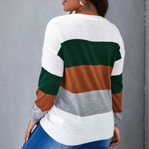 Round Neck Pullovers Long Sleeve Multicolor Plus Size Sweaters 12(OXL) - Picture 2 of 5